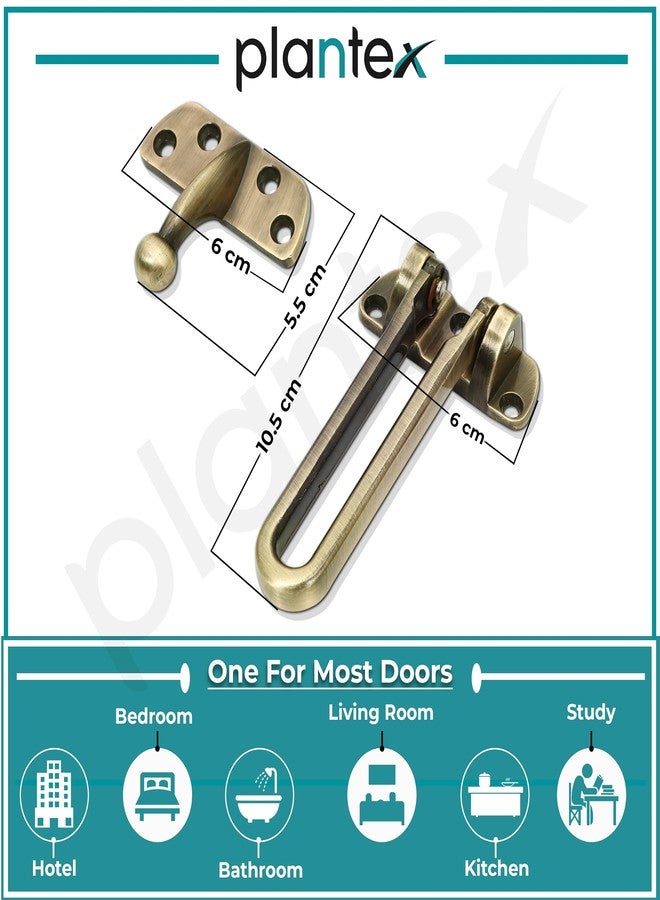 Plantex Security Latch for Home/Safety Door Lock for Home-Office- Hotel, Safety Guard with High Security Auxiliary Lock (Brass Antique) - Image 3